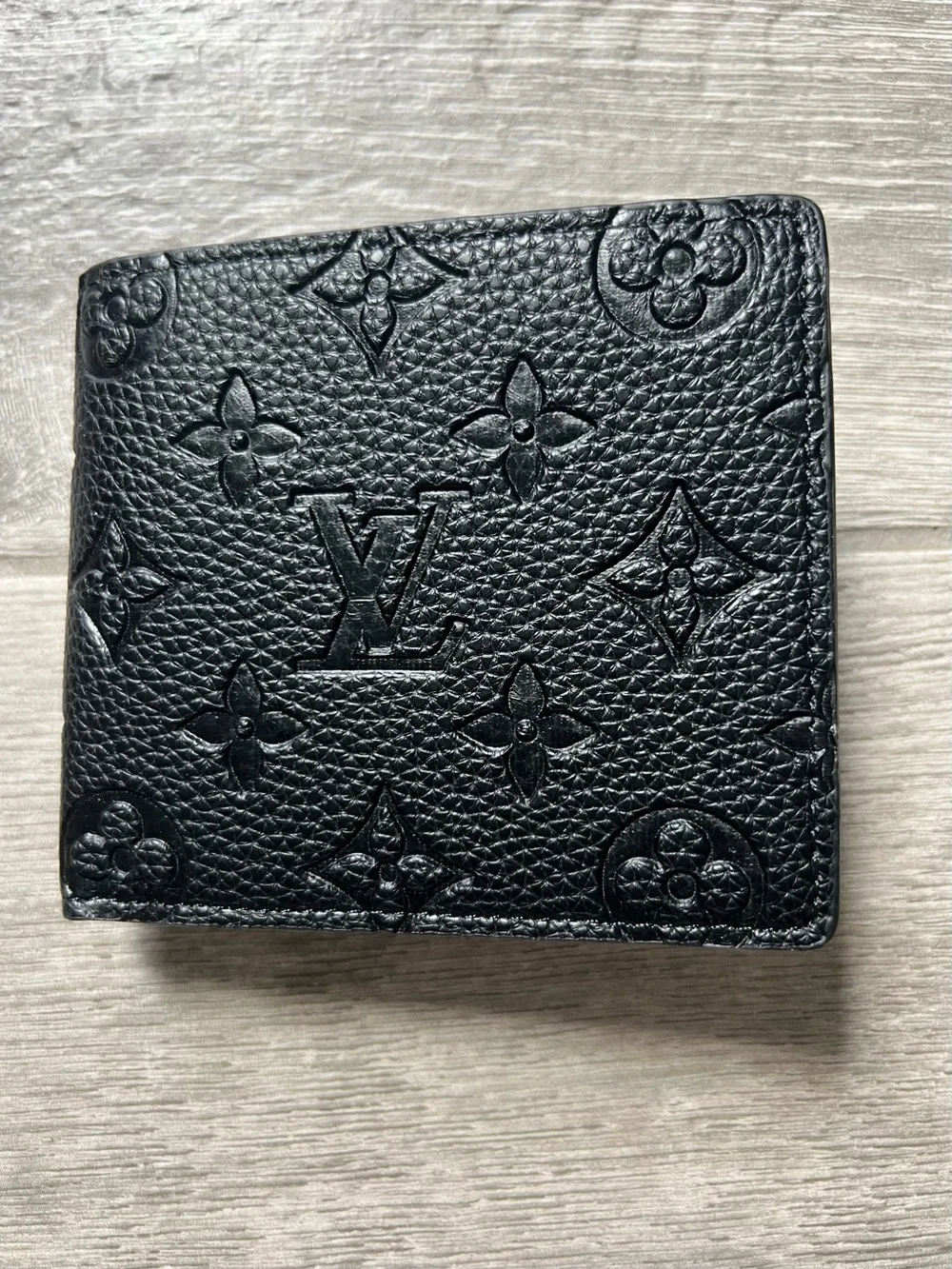 Louis Vuitton Black Embossed Monogram Bifold Card Holder